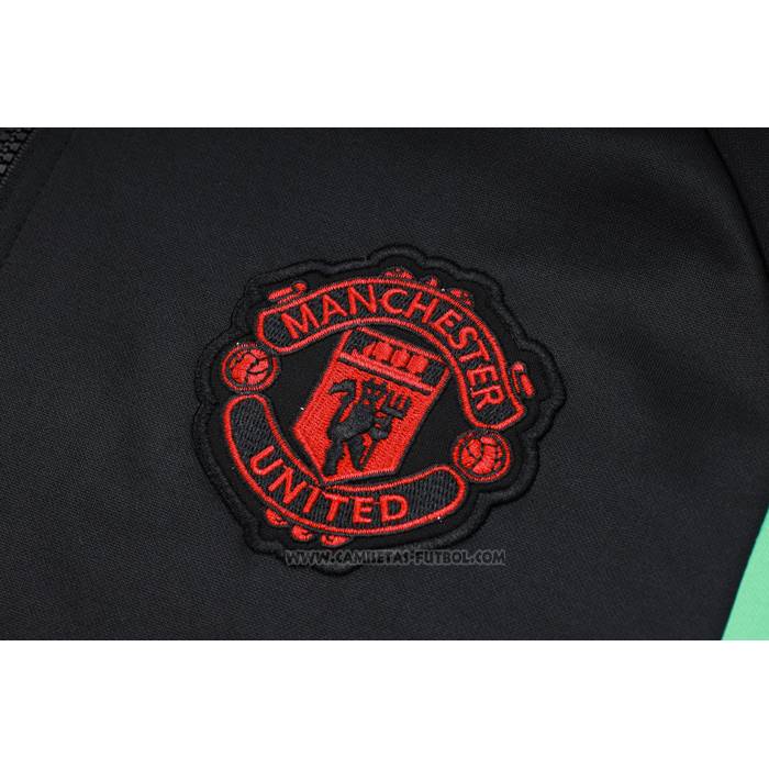 Chandal de Sudadera del Manchester United Nino 2023-2024 Negro y Rojo